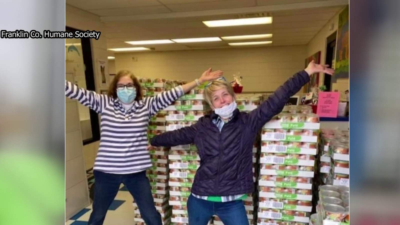 Purina donates nearly 300 cases of cat food to the Franklin County Humane Society